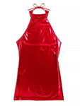 Halter Backless Wet Look PVC PU Leather Hot Tight Dress - Alt Style Clothing