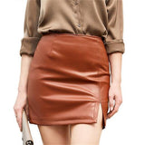 PU Ladies Slit Skirt Slim Stretch Leather Skirt - Alt Style Clothing