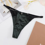 Satin T Back Panties fThin Belt Low Rise Thong - Alt Style Clothing