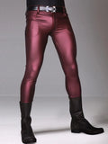 Punk Style Faux Leather Skinny Pencil Pants – Matte PU Moto Biker Look