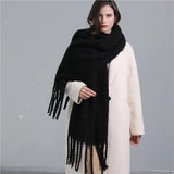 Thick Cashmere Pashmina Scarf with Tassels - Warm & Soft Shawl Wrap