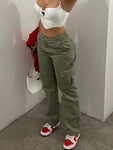 High Waist Straight Leg Cargo Pants - Casual Baggy Harajuku Style