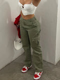 High Waist Straight Leg Cargo Pants - Casual Baggy Harajuku Style