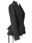 Hollow Out Bow Tie Women's Blazer New Notched Single-breasted Slim Suit