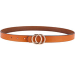 Double Ring Circle Button Leather Belt – Casual Elegance for Everyday Wear