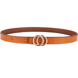 Double Ring Circle Button Leather Belt – Casual Elegance for Everyday Wear