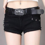 Low Waisted Lace-up Thin Denim Hot Pants - Alt Style Clothing