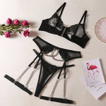 Luxury 5-Piece Lace Lingerie Set - Underwire, Floral Embroidery, Ultra-Thin Unlined Design