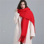 Thick Cashmere Pashmina Scarf with Tassels - Warm & Soft Shawl Wrap