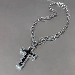 Gothic Punk Cross Barbed Thorns Pendant Chain - Alt Style Clothing