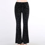 Retro Gothic High Waist Flared Pants - Floral Spliced Gothic Style