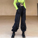 Punk-Style Casual Harem Pants with Functional Pocket Design