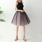 Elegant High-Waist Tulle Midi Skirt – Pleated Ball Gown Style