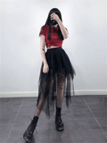Gothic Black Mesh Long Skirt Dark Aesthetic - Alt Style Clothing