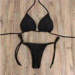 Solid Micro Bikini Set - Brazilian G-String Thong