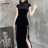 Gothic Lace Trim High Waist Bodycon Mini Dress