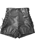 casual faux leather shorts high waist PU biker shorts - Alt Style Clothing