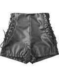 casual faux leather shorts high waist PU biker shorts - Alt Style Clothing