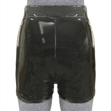 High Waist Wet Look Faux PU Leather Shorts - Alt Style Clothing