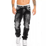 Black Goth Straight Skinny Jeans - Slim Fit Punk Denim Pants