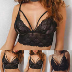 Lace Wire-Free Bustier Sheer Top - Seamless Three-Quarter Cup Bra