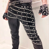 Gothic Punk Rock Rivet Faux Leather Harem Pants for Men