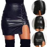 PU Leather A-Line Mini Skirt - Above Knee