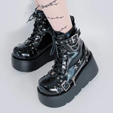 Punk Sweet Heart Platform Ankle Boots with Metal Decoration