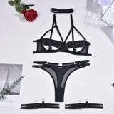 5-Piece Sexy Hollow Underwear Sensual Open Bra Outfit - Alt Style Clothing
