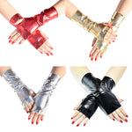 Short Fingerless Leather Gloves - Stylish Wrist-Length Nylon Gloves