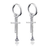 Stainless Steel Cross Skull Star Scorpion Tassel Chain Stud Earrings