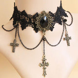 Unleash Your Inner Vampire with Victorian Gothic Red Rhinestone Charms Vampire Maxi Necklace Choker - Alt Style Clothing
