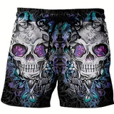 Men's 3D Printed Skull Shorts