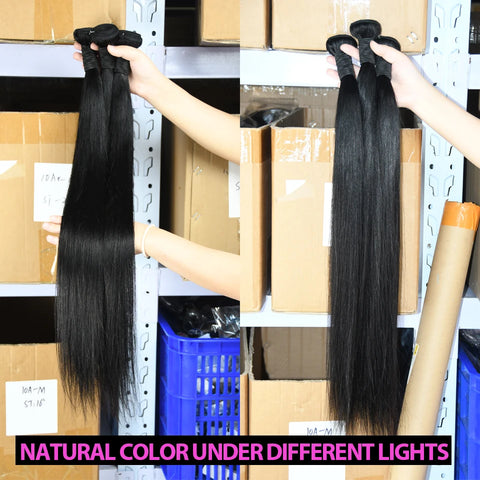 Straight Peruvian Remy Human Hair Weave Bundles - 100% Natural Black Extensions