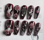 10pcs Handmade Y2K Goth Style Press-On Nails