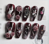 10pcs Handmade Y2K Goth Style Press-On Nails