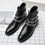 Buckle Strap Pointed Toe Handmade Ankle Boots - Alt Style Clothing
