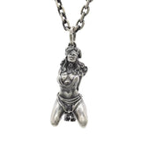 Silver Plated Captivity Bondage Goddess Pendant - Demon Girl Necklace