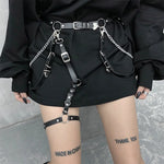 Heart Punk Belt with Metal Waist Chain – Edgy Accessory for Nightclub Style