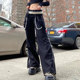 Vintage Grunge Gothic Bandage Cargo Pants with Buckle Detailing - Punk Style Sweatpants