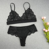 Ultra-thin Cup Bra and Panties Mesh Lace Underwear Set