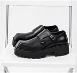 Patent Leather Derby Shoes With Platform Loafers