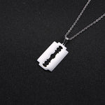 Steel Razor Blade Pendant Necklace - Punk Stainless Steel