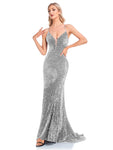 Lucyinlove Luxury Deep V-Neck Sequin Evening Dress