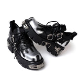 Make a Statement with Metal Toe Platform Punk Flats - Perfect for Goths, Metalheads, and Alternative Fashion Lovers