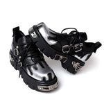 Alternative Fashion Alert: Plus-Size Gothic Platform Shoes with Small Leather and Metal Trim Detail