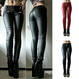 Retro Steampunk PU Leather Pants for Women