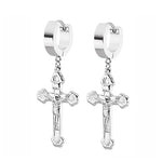 Stainless Steel Cross Skull Star Scorpion Tassel Chain Stud Earrings