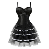 Victorian Corset Dress Burlesque Bustiers with Tutu Skirt Lace Up Strap