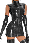 Sexy Sleeveless Patent Leather Mini Dress - Alt Style Clothing